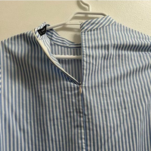 Zara Basic Stripe Shift Dress with Frilled Sleeves M - Picture 8 of 9